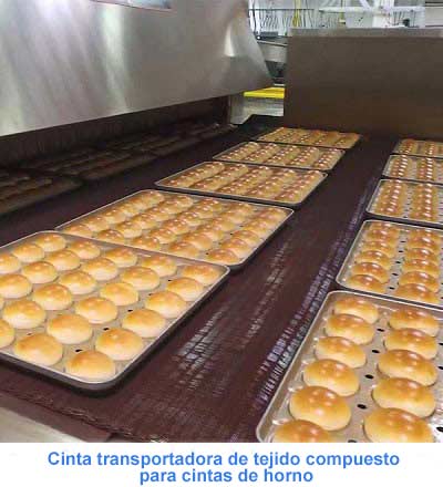 Cinta transportadora de tejido compuesto para cintas de horno