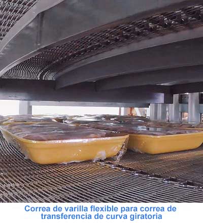 Correa de varilla flexible para correa de transferencia de curva giratoria