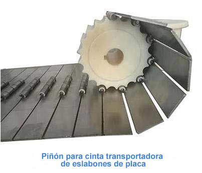 Piñón para cinta transportadora de eslabones de placa