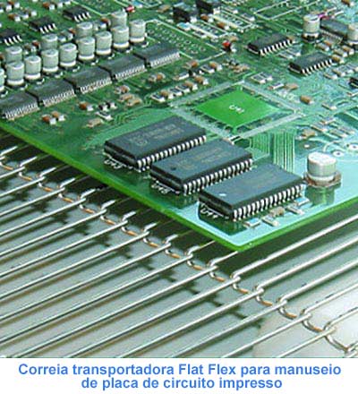 Correia transportadora Flat Flex para manuseio de placa de circuito impresso